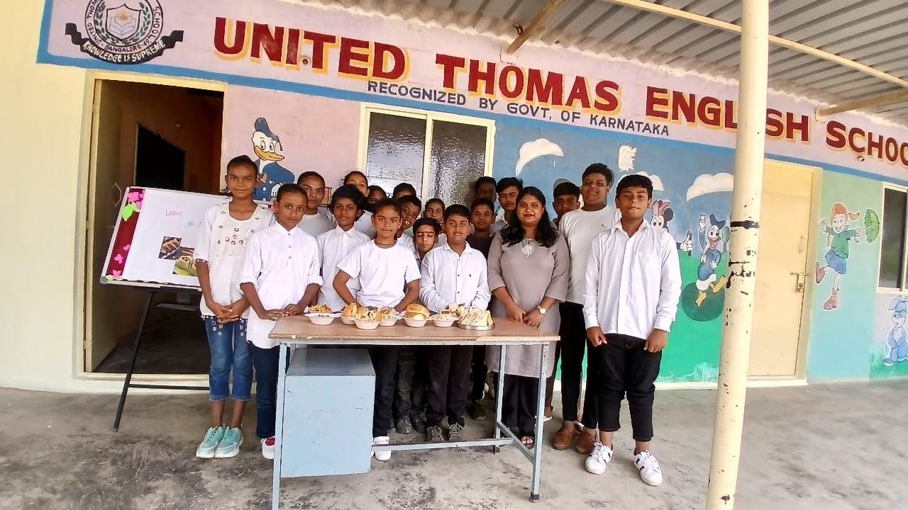 School building with students